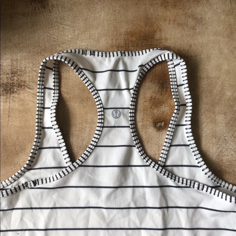 LULULEMON Cool Racerback tank Off white stripe 6